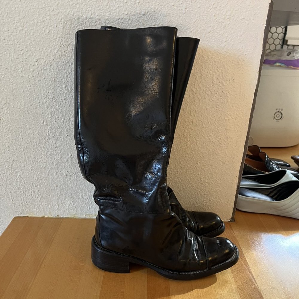 Prada Black Leather Riding Boots 7